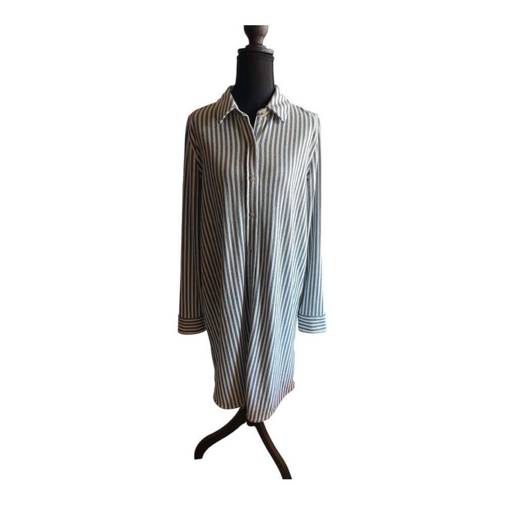 Faherty Women's Legend Sweater Dress White Blue Striped Nautical Size Medium